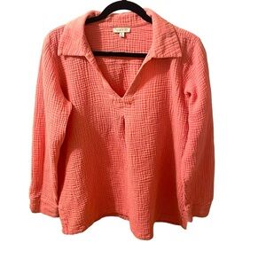 Alex & Lili Pink Waffle Tunic Womens XL Cotton V Neck Beach Summer Pullover